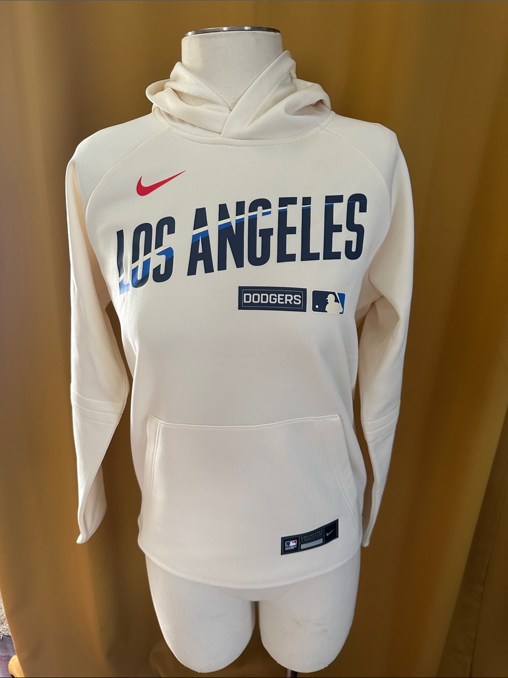 Nike Cream Los Angeles Dodgers Pullover Hoodie with Navy & Red Accents